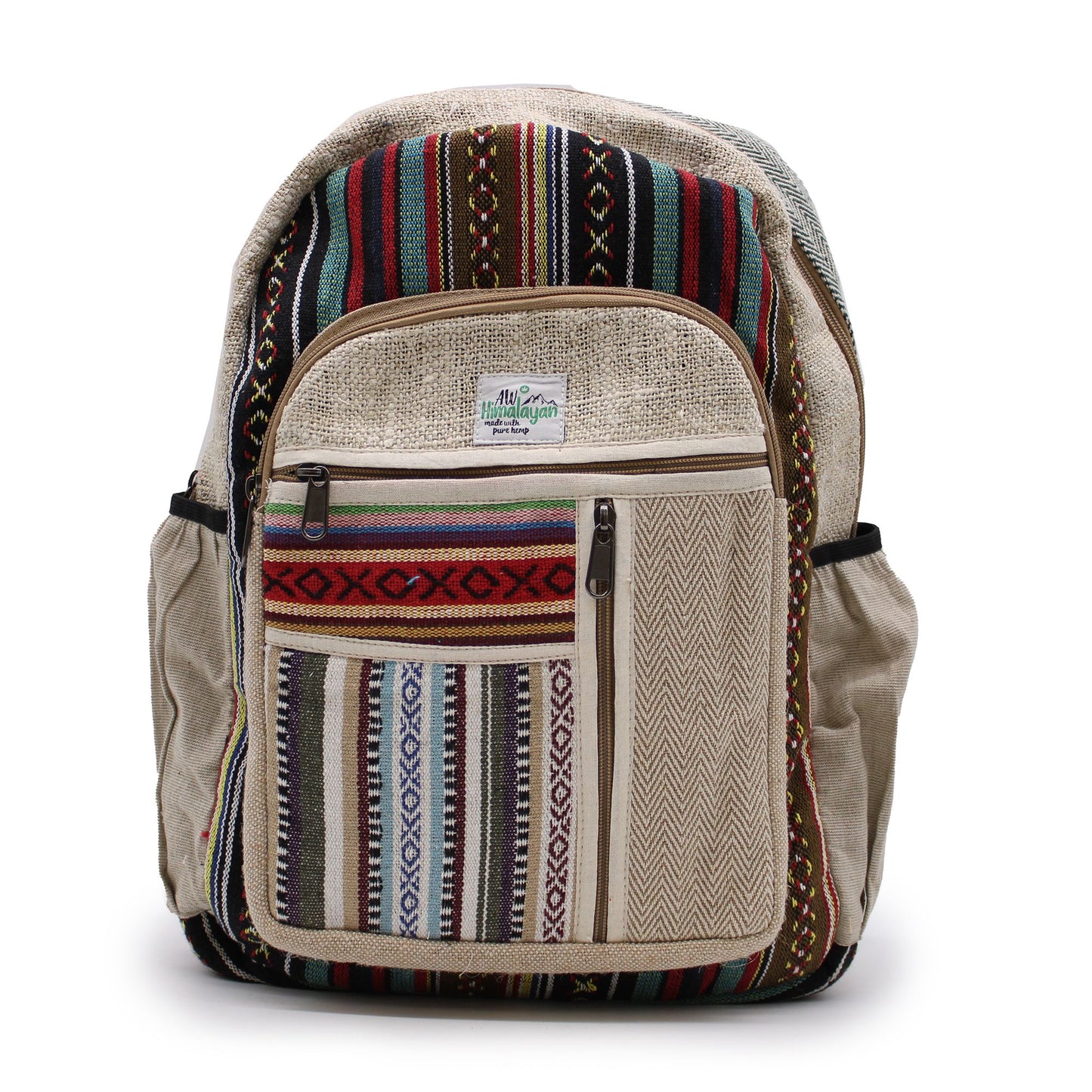 Großer Hanf Rucksack - Gerade Reißverschluss Stil