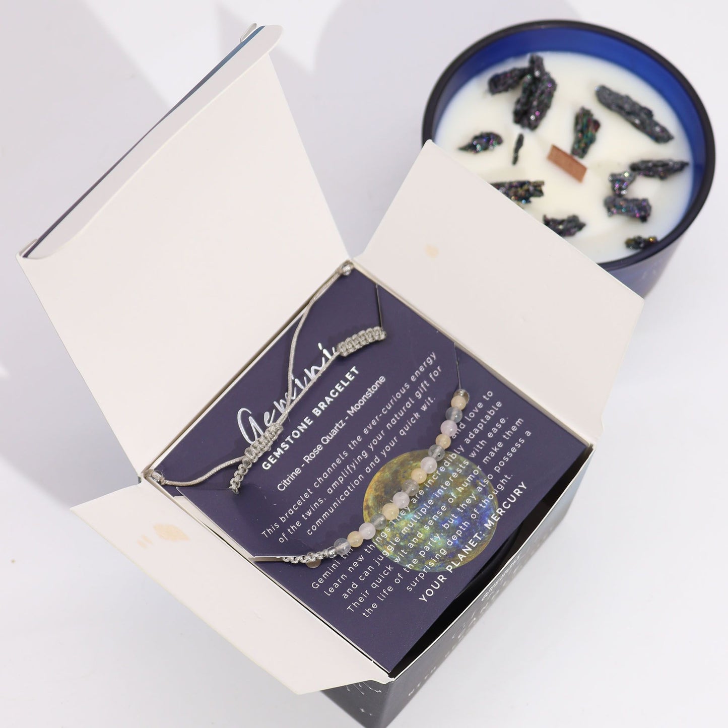 Zodiac Kristallkerze Mit Edelsteinarmband - Zwillinge