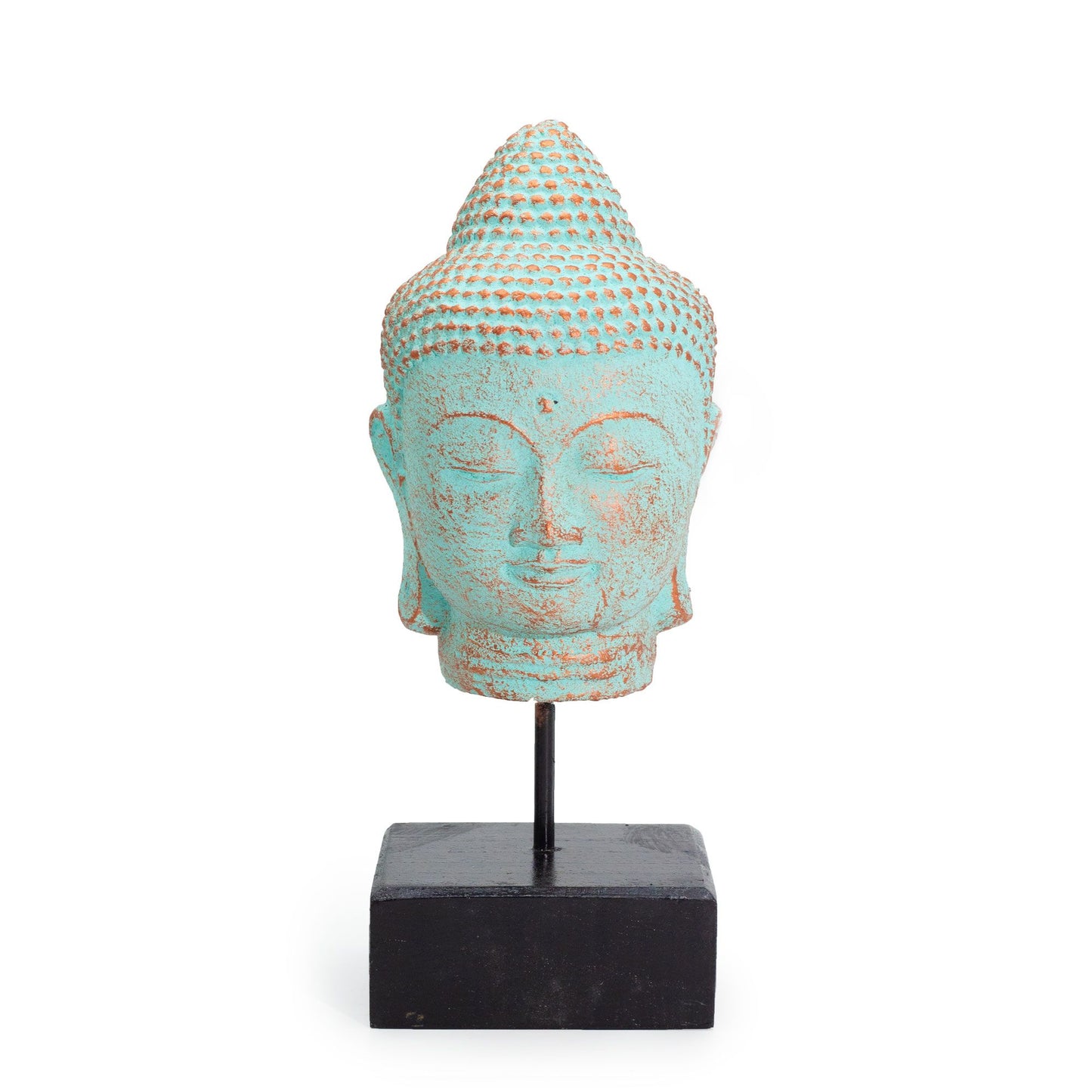 Stille Buddha Kopf auf Stand Grün Kupfer