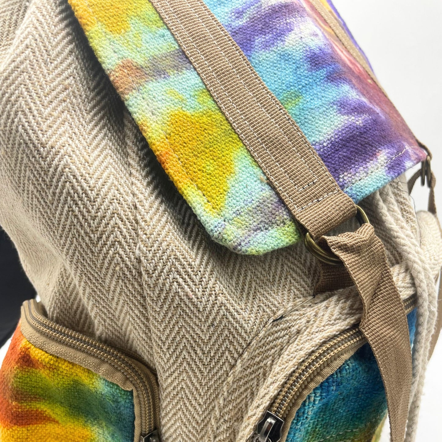 Buntes Hanf Großes Quadrat Rucksack aus Kathmandu