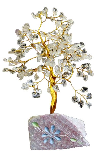 Rockkristall - 320 Steine Gemstone Bäume Handgefertigt Mit Edelstein Basis