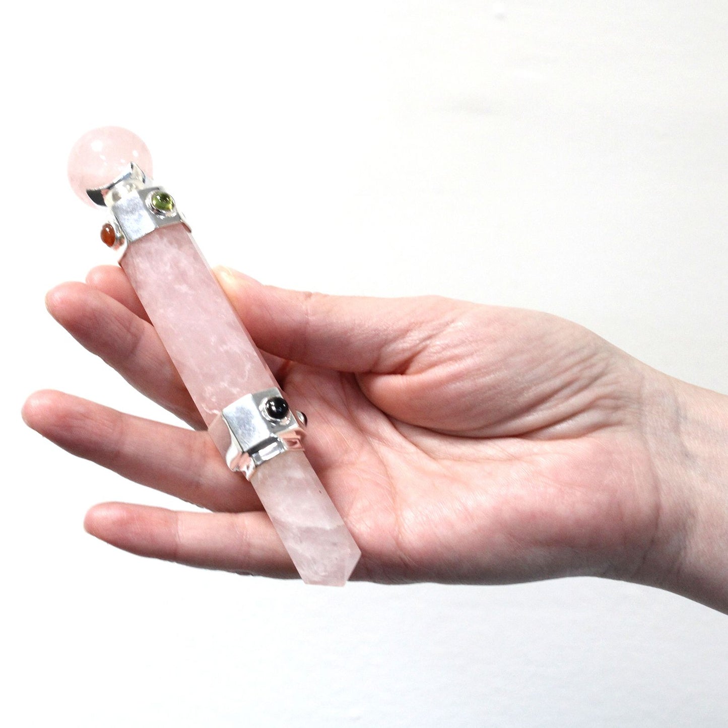 Hexagonale Kristall Heilungsstab 12cm Rosenquarz