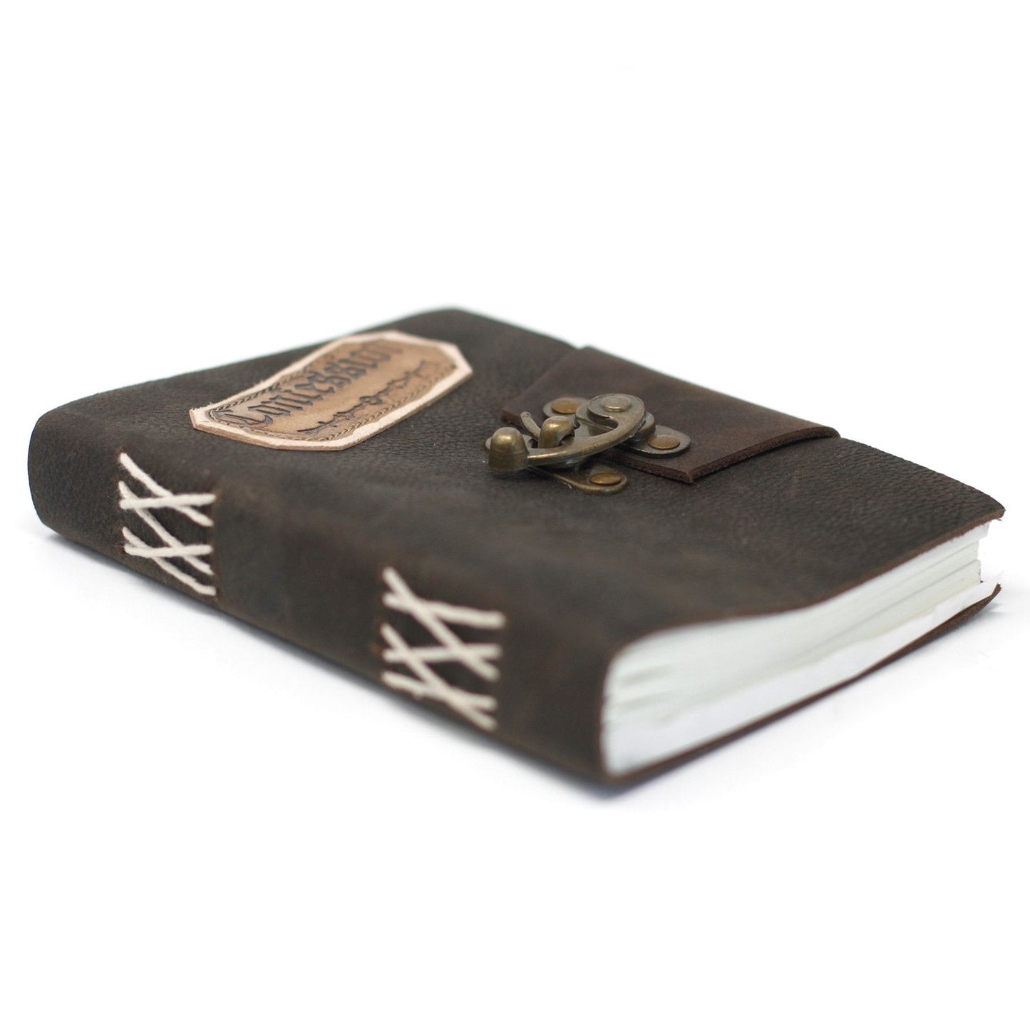 Leder Schwarz Bekennerschrift Mit Schloss Notizbuch 18x13 cm