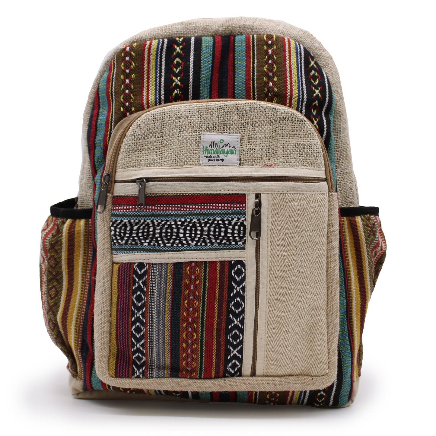 Großer Hanf Rucksack - Gerade Reißverschluss Stil