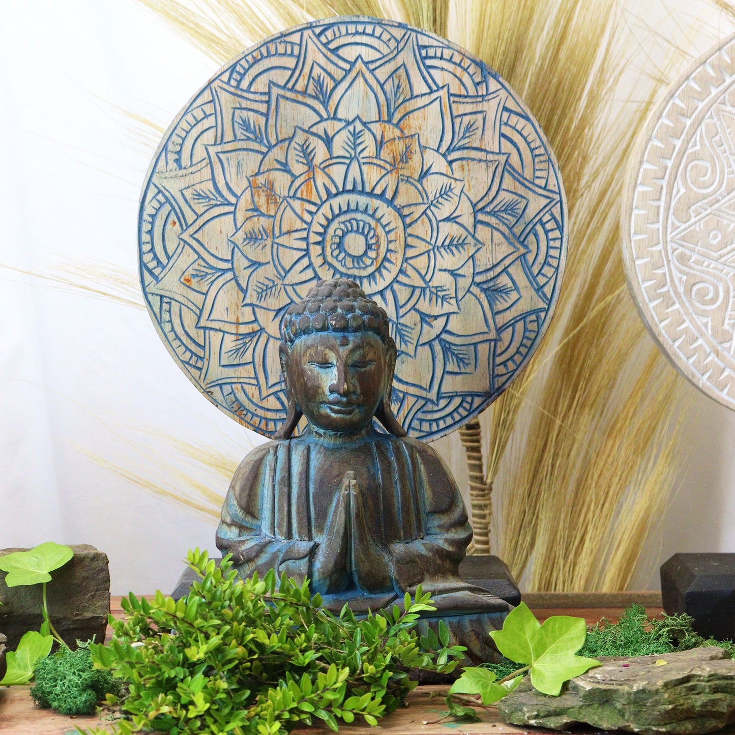 Buddha Feng Shui Set - Blumen Mandala - Blau (2 Designs)
