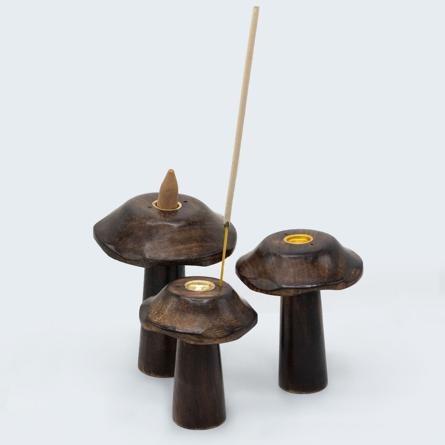 Set Mit 3 Flachen Räucherkerzen Pilzen 13cm 12cm 11cm