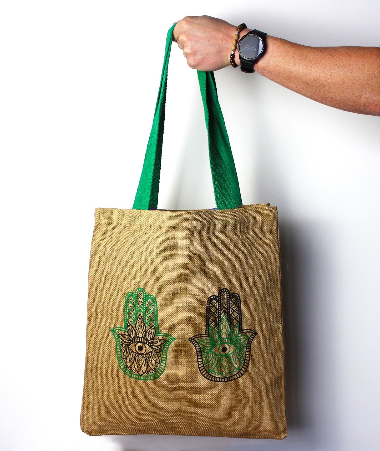 Große Jute Shopper Tasche Mit Mandala Elefant Design