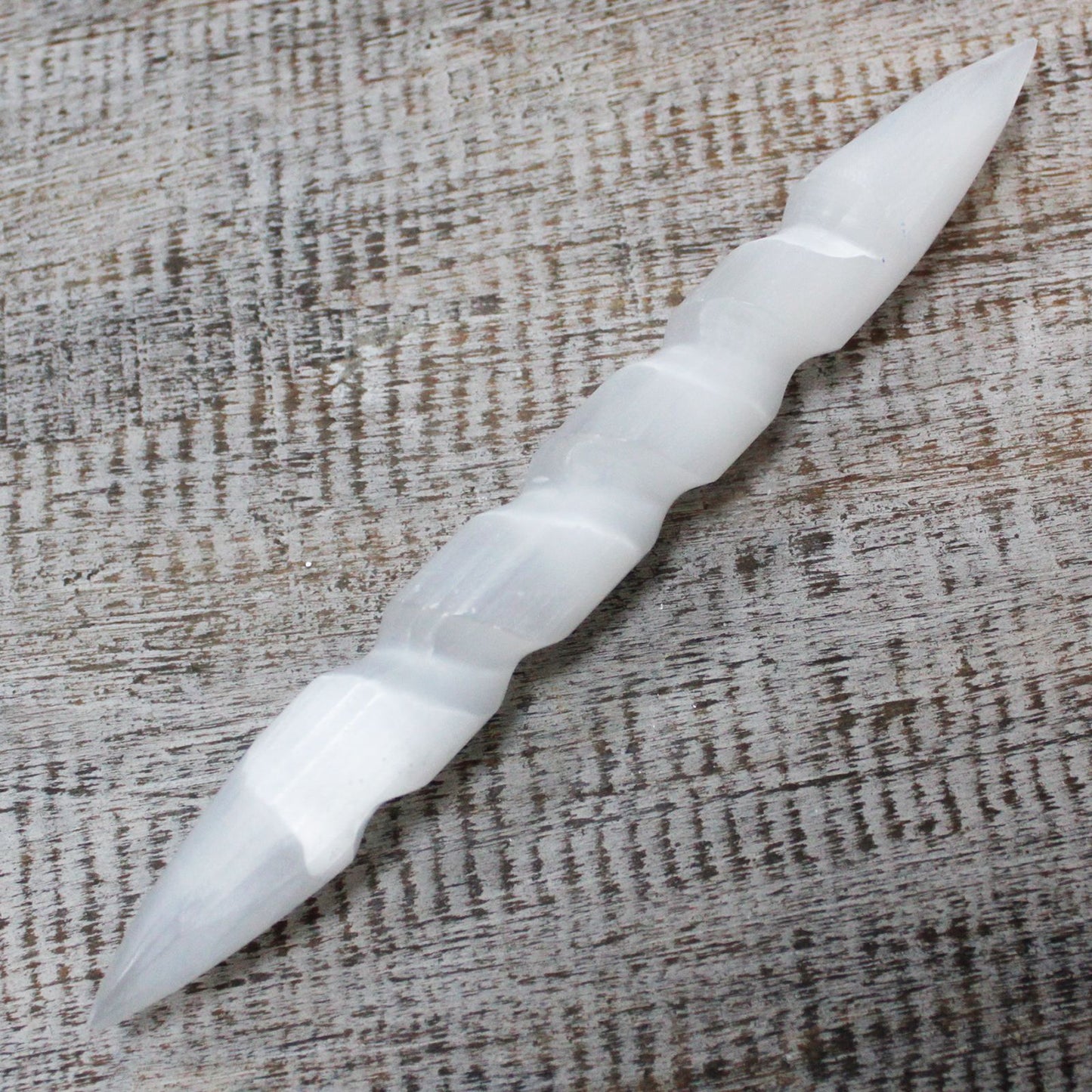 Selenit Spiralstäbe 16 cm Mit Punkten An Beide Enden
