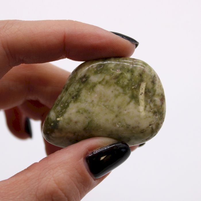 Sack Mit 6 Großen Afrikanischen Tumble Stones - Epidot Schneeflocke