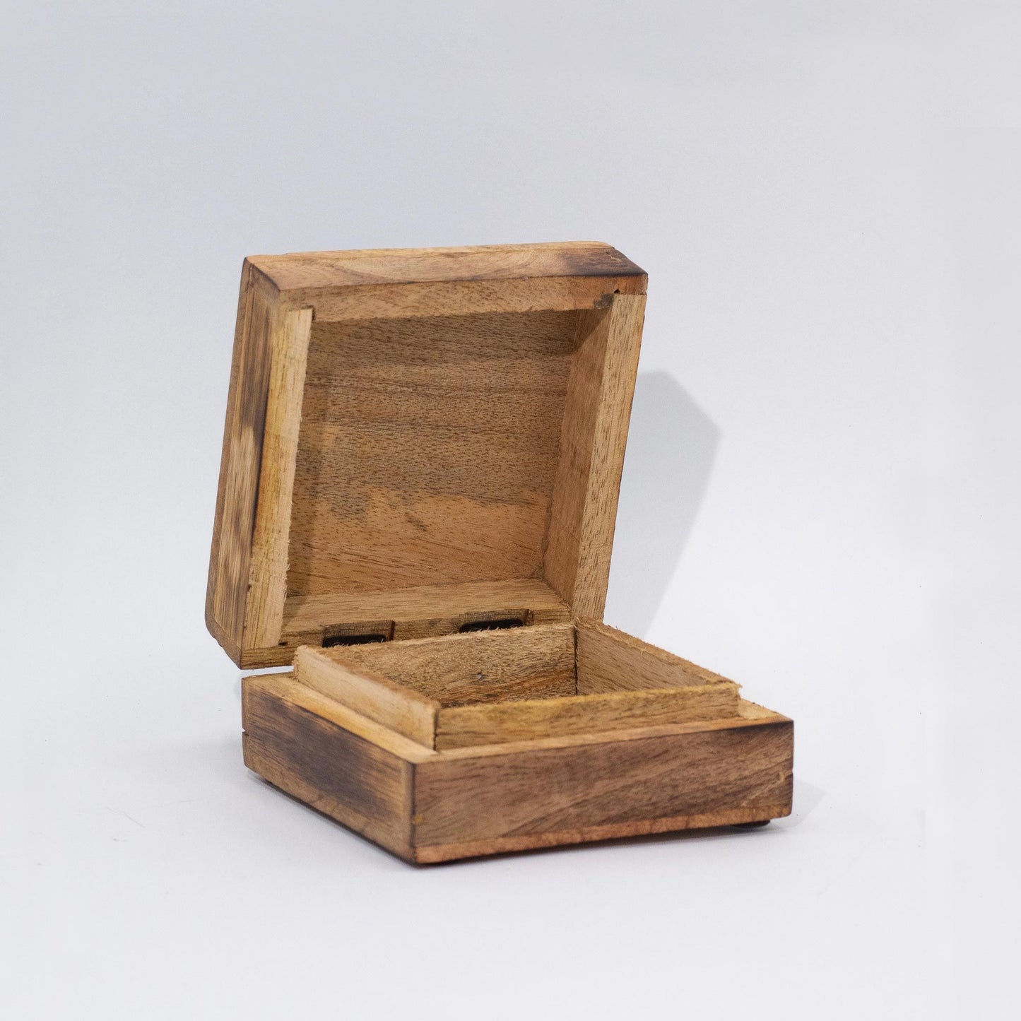 Kleine Quadratische Box 10x10x4,2cm Buddha Gesicht Weißgewaschen