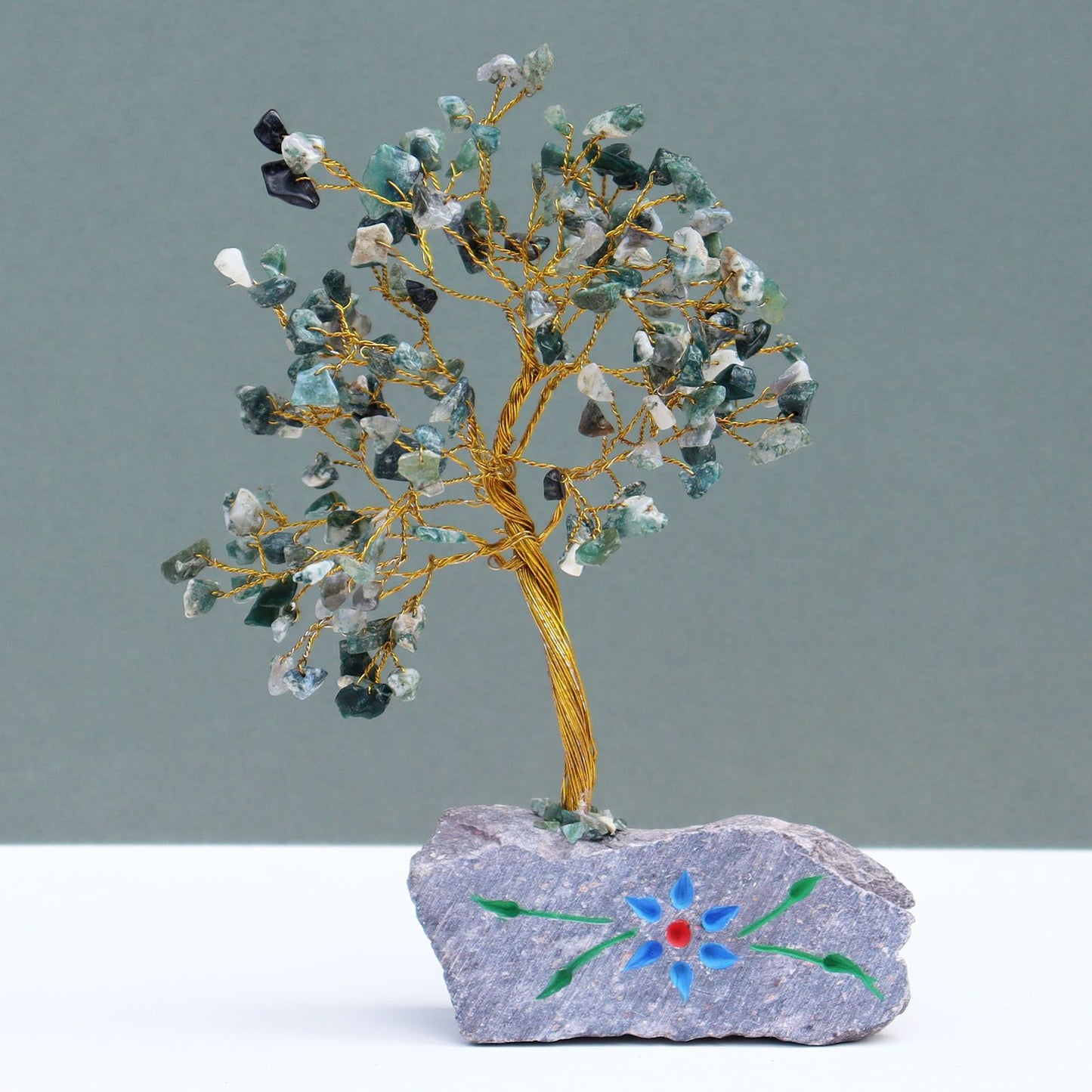 Moosachat Edelsteinbaum Mit 160 Steinen