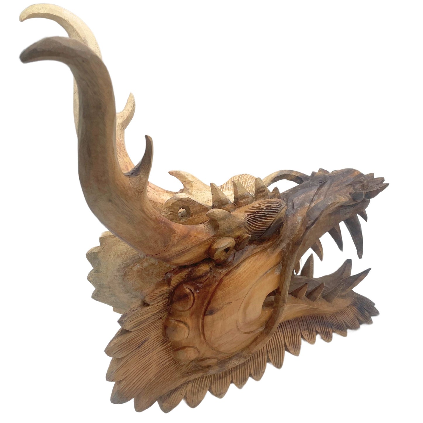 Lebensgroße Drachenkopf Schnitzerei 30 cm