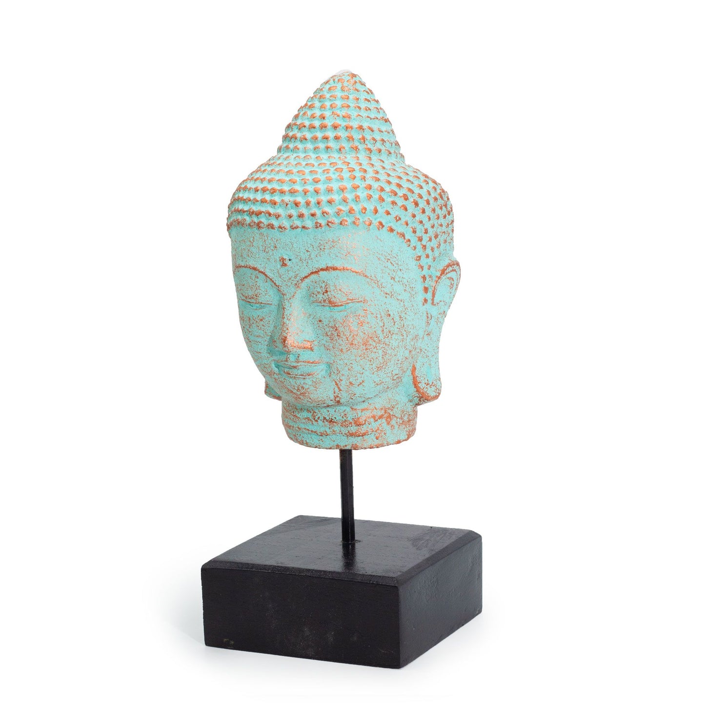 Stille Buddha Kopf auf Stand Grün Kupfer