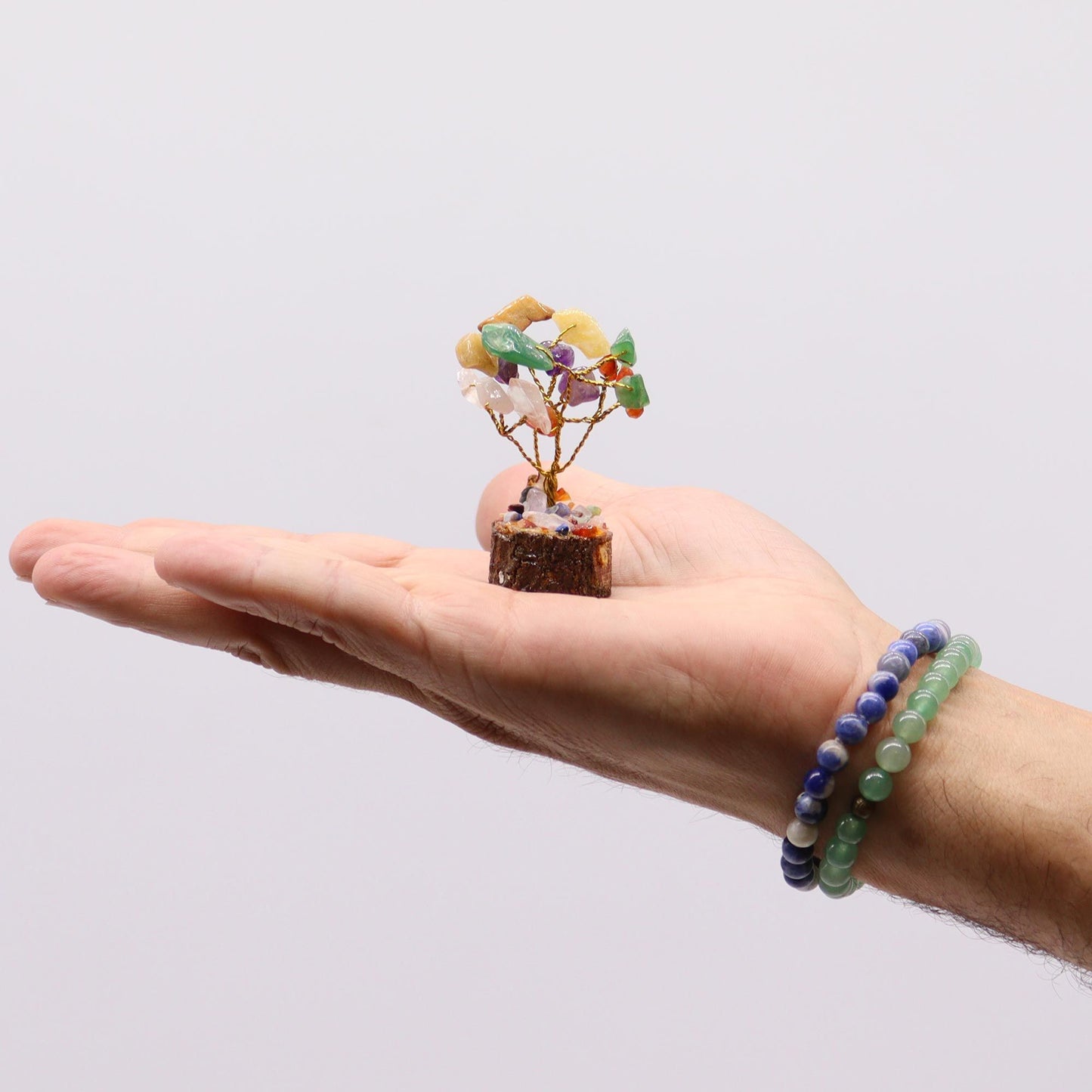 Mini Edelstein Bäume Auf Holzsockel - 15 Verschiedene Steine
