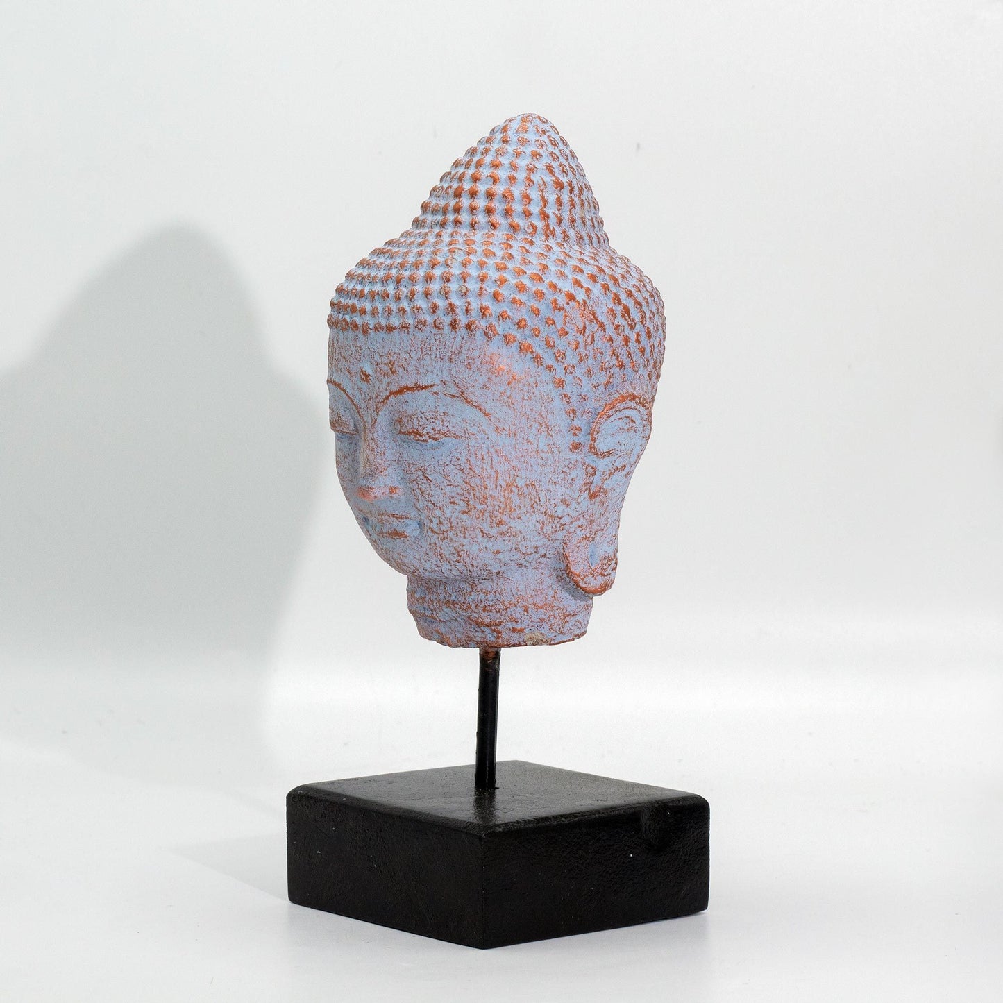 Stillstand Buddha Kopf Auf Ständer - Blau Kupfer