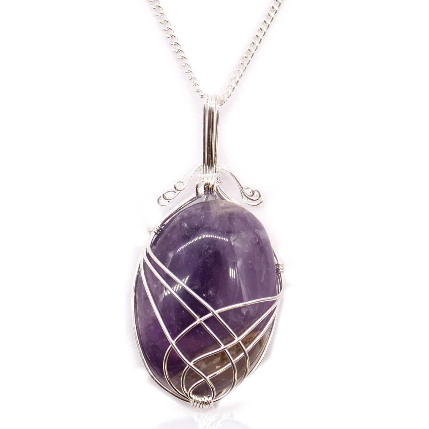 Wirbel Umwickelte Edelstein Halskette - Amethyst