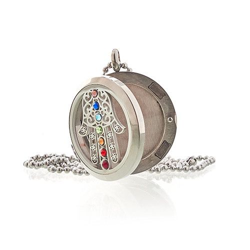Aromatherapie Schmuck Halskette Hamsa Chakra 30mm