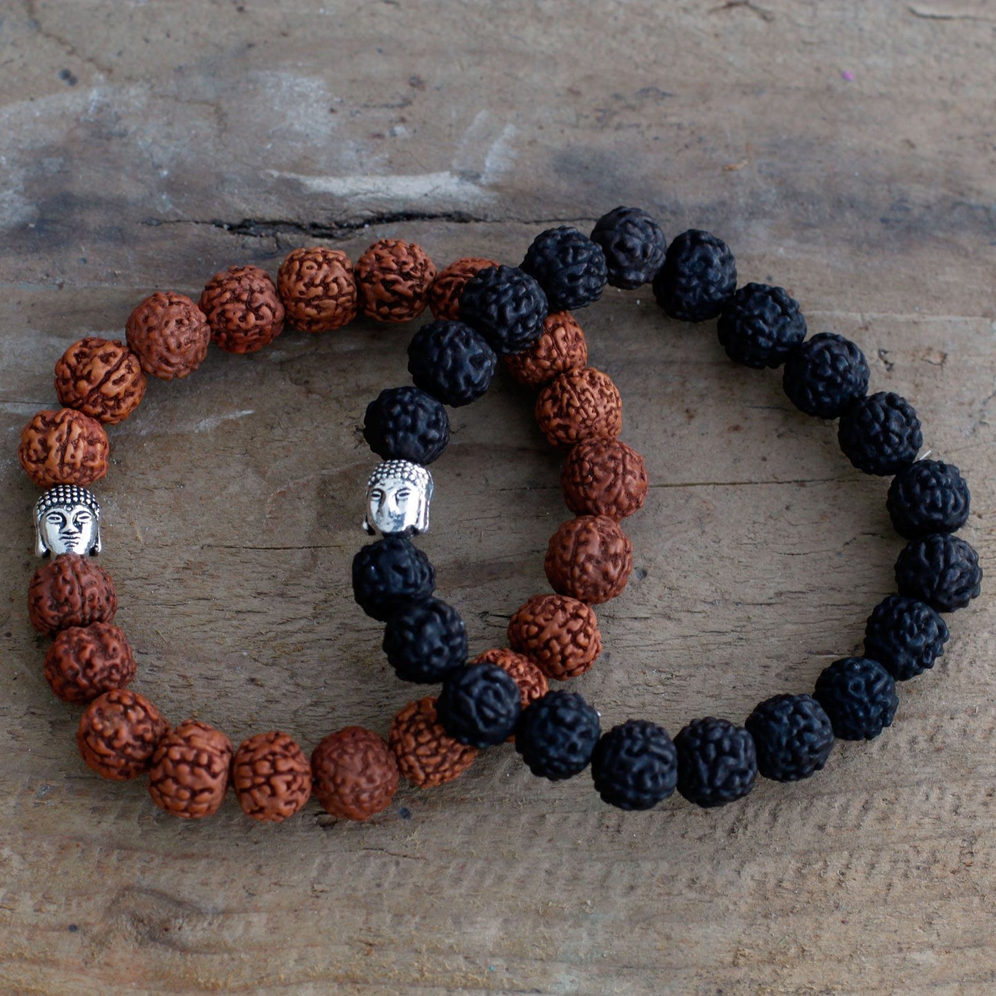 Rudraksha Buddha Armband Mala Dunkel