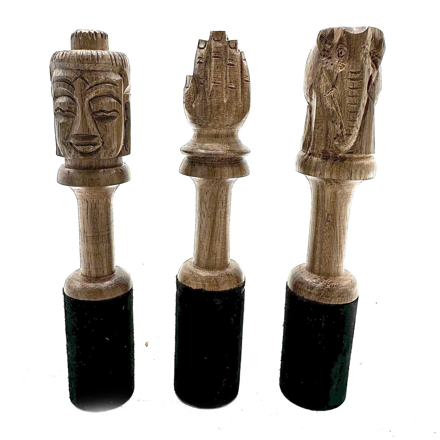 Holzstock 14cm Buddha Schnitzerei