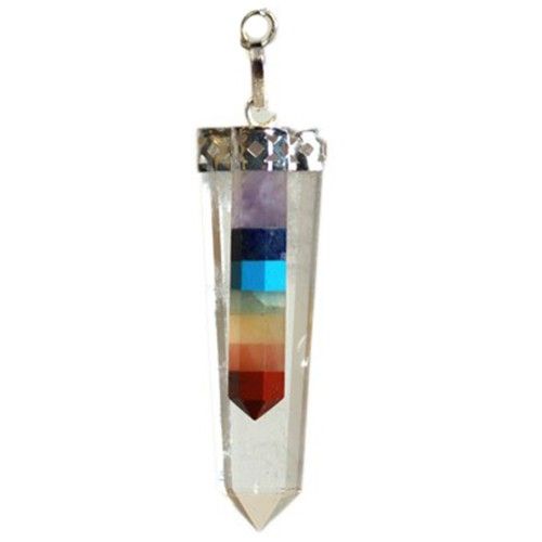 Crystal - 7 Chakra Bounded Thin Point Flat Pendants