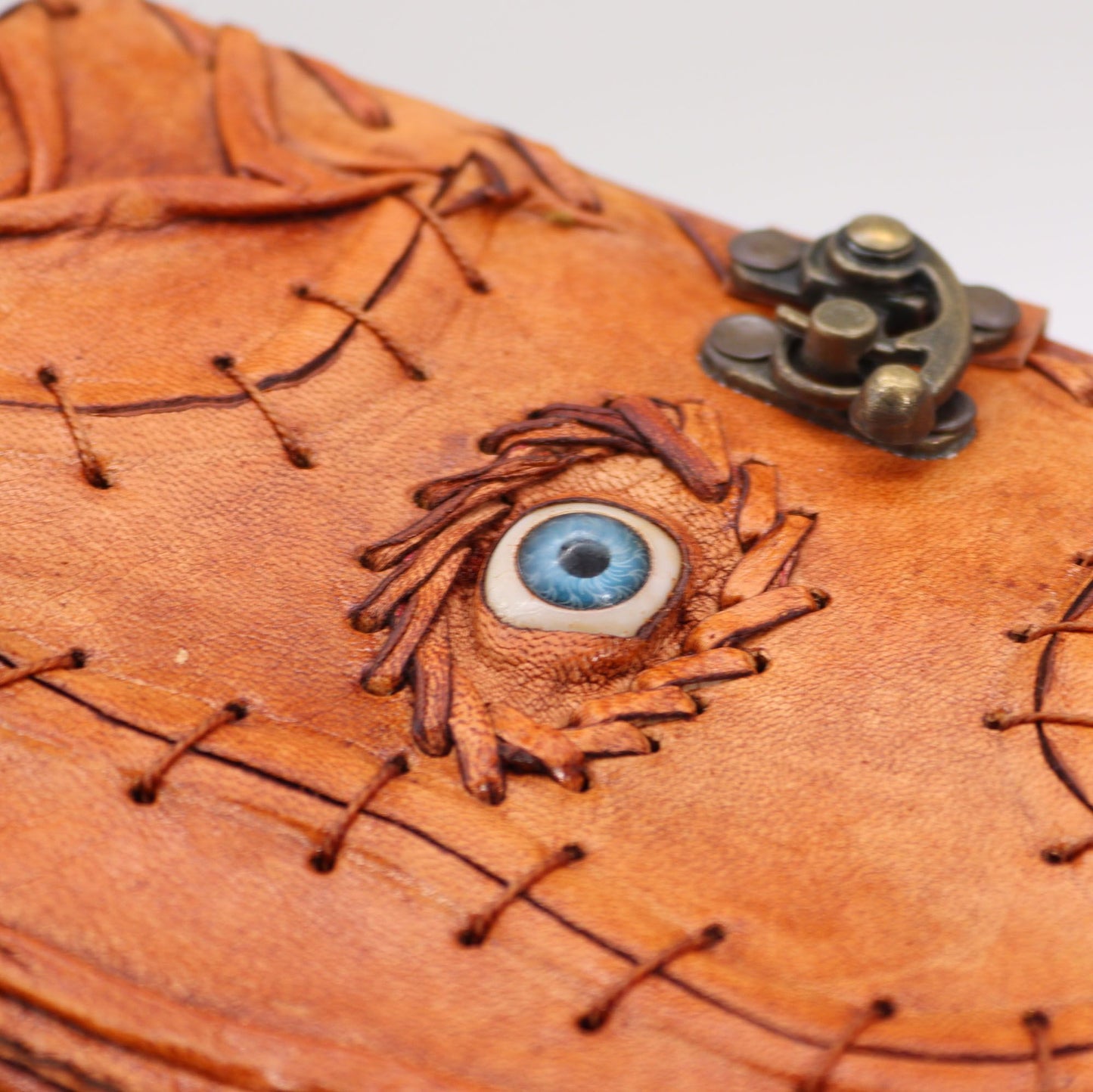 Hellbraunes Tan Buch mit Bösem Blick Dekor - 160 Unbeschnittene Seiten - 17x12,5cm