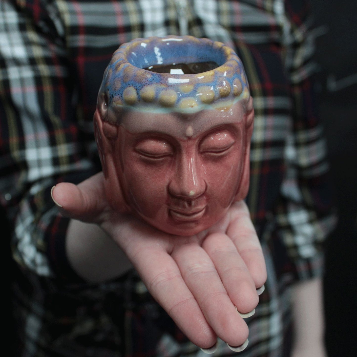 Buddha Ölbrenner - Rosa und Türkis