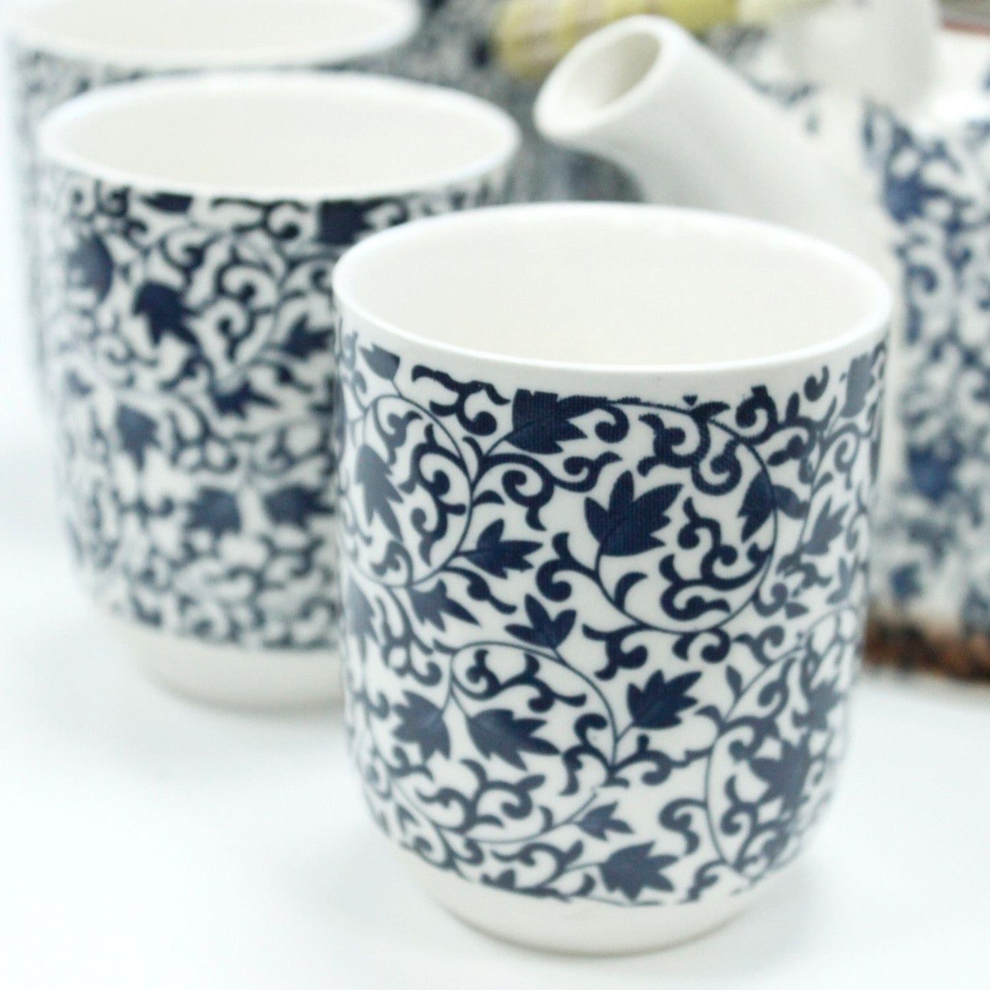 Kräuterteekanne Set Mit Blauem Muster