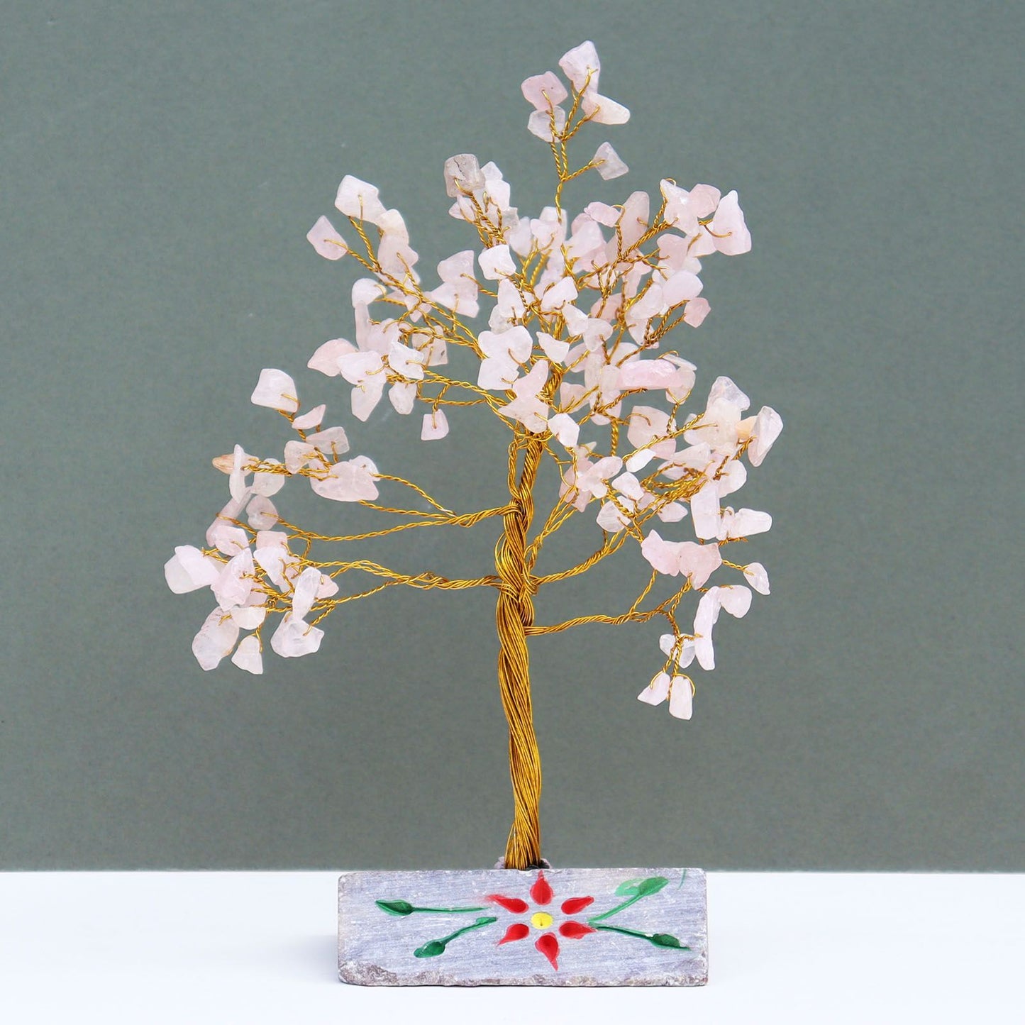 Rosenquarz Edelsteinbaum Mit 160 Steinen
