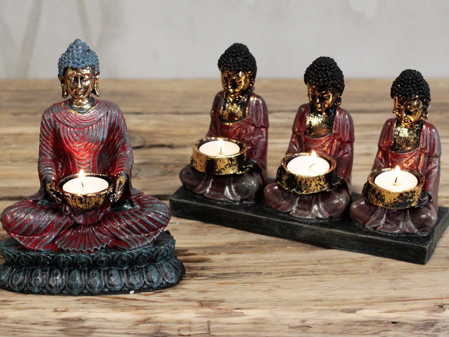 Antiker Buddha Drei Anhänger Kerzenhalter