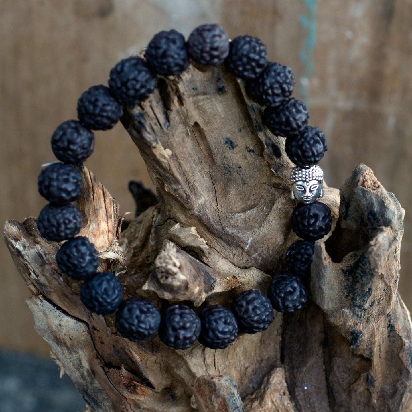 Rudraksha Buddha Armband Mala Dunkel