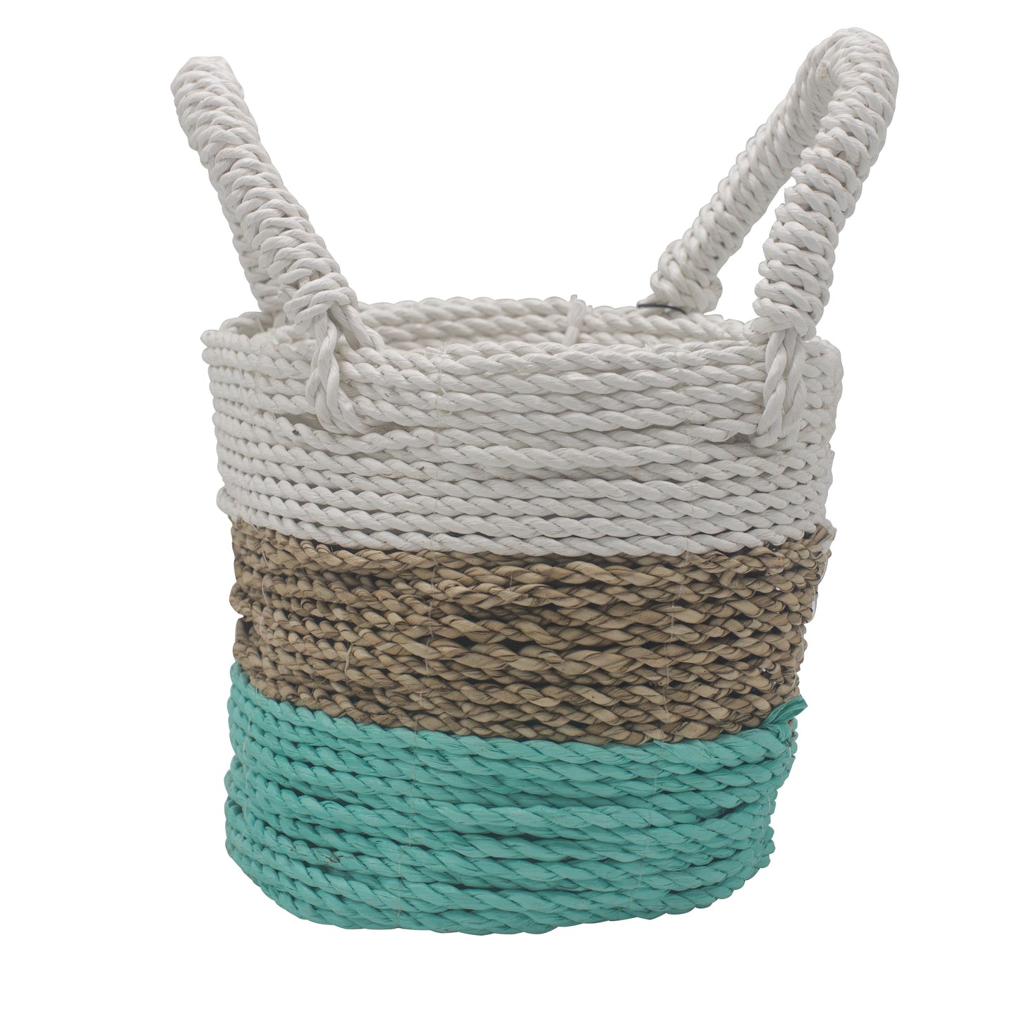 Seagrass Korb Set Grün Natur Weiß
