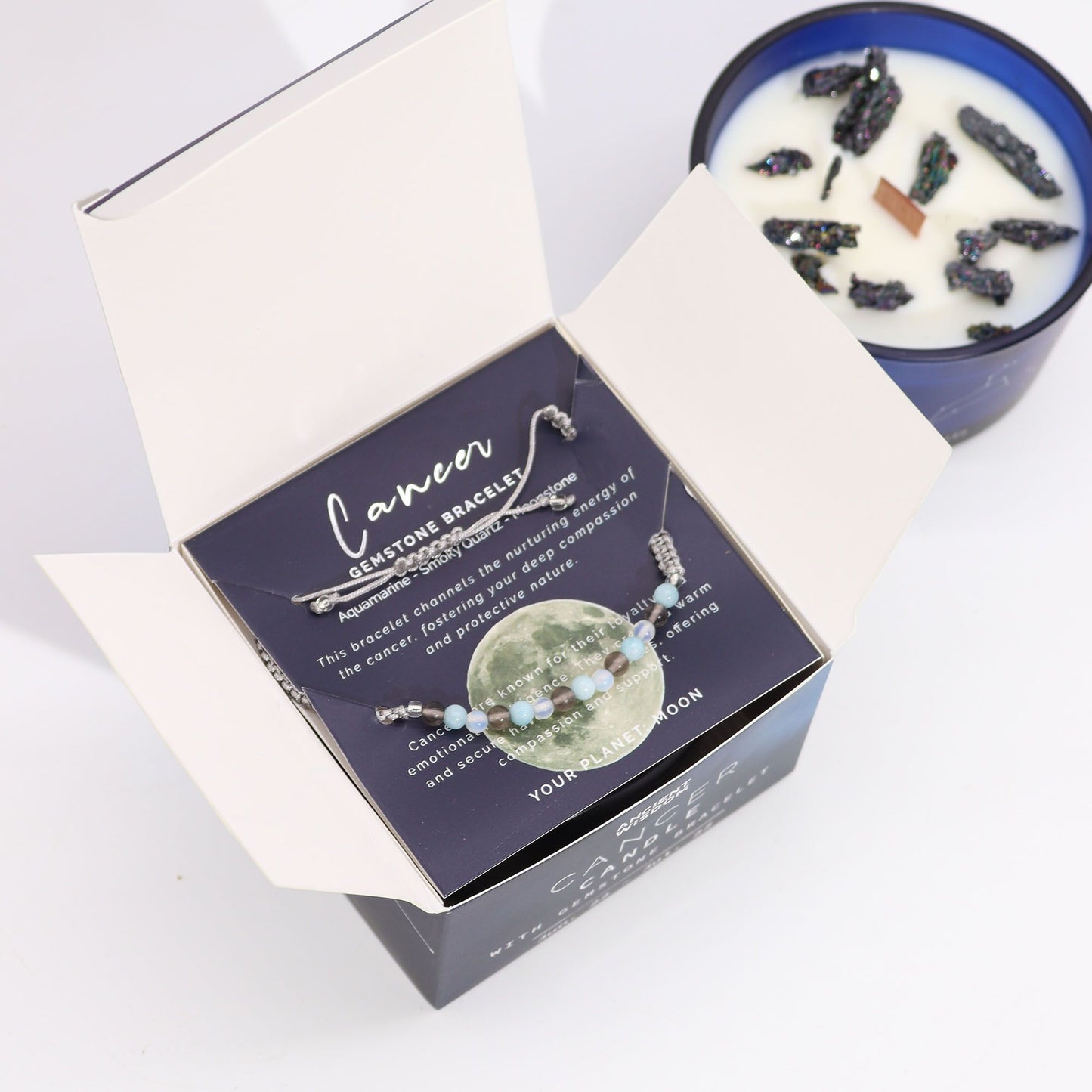 Zodiac Kristallkerze Mit Edelsteinarmband - Krebs