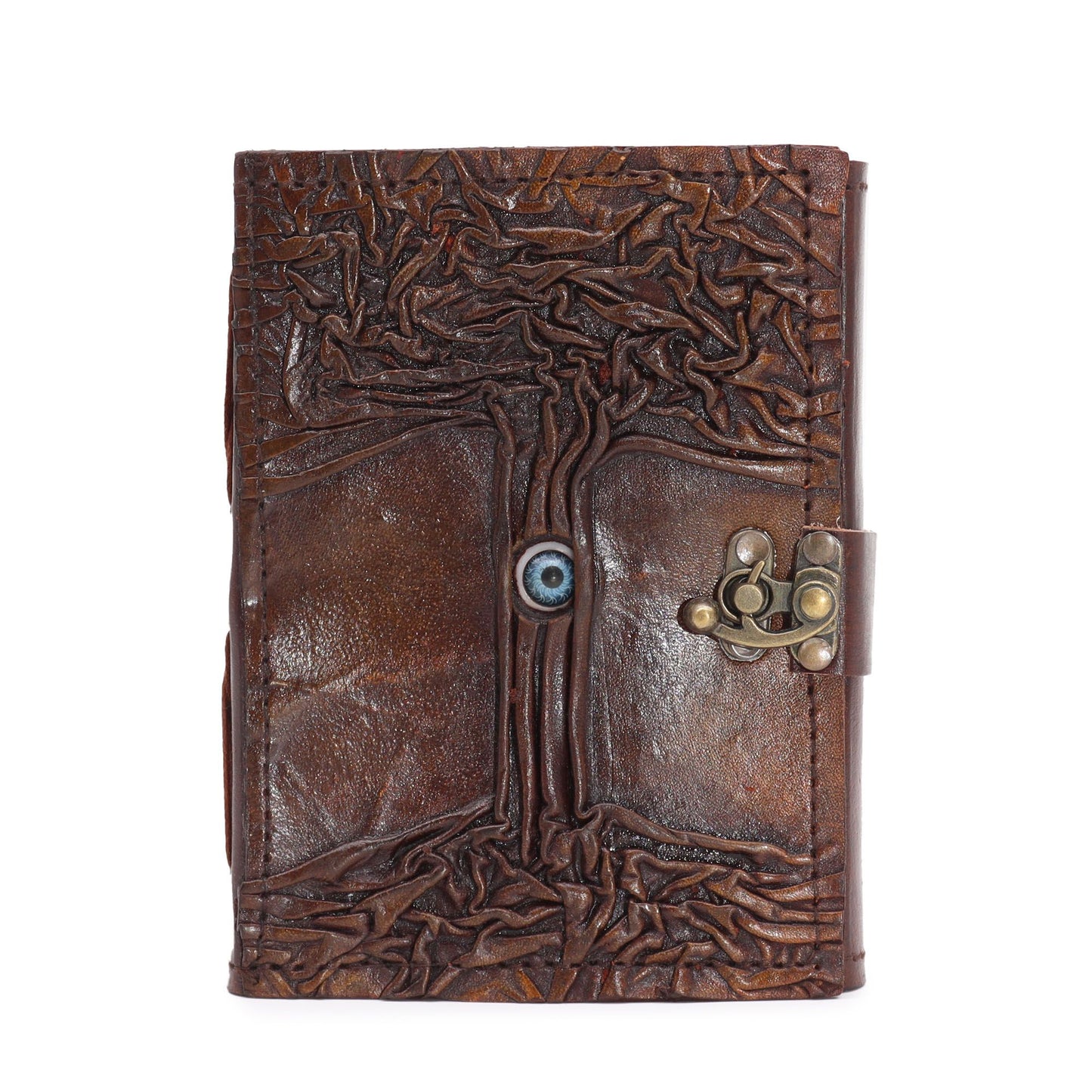 Schwarzes Tan Buch - Böse Augen Dekor - 160 Deckle Edge Seiten - 17x12,5cm