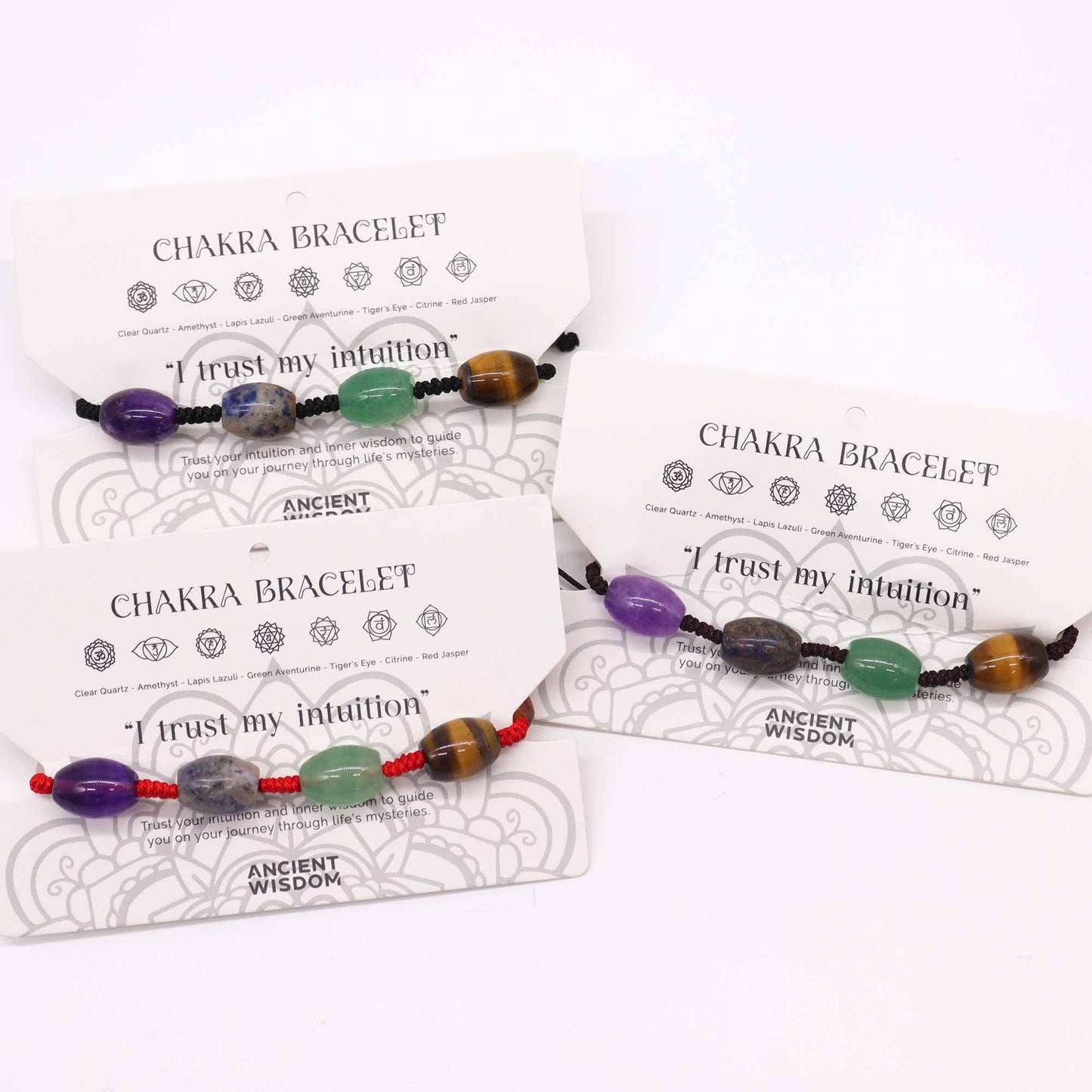 Chakra Schnurarmbänder Mit Perlen Aus Klarem Quarz Amethyst Lapislazuli Grüner Aventurin Tigerauge Citrin Und Roter Jaspis