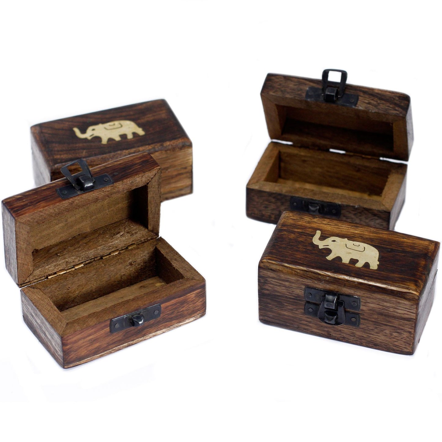 Kleine Pillenboxen Aus Mango Holz Mit Eleganter Messingbeschläge