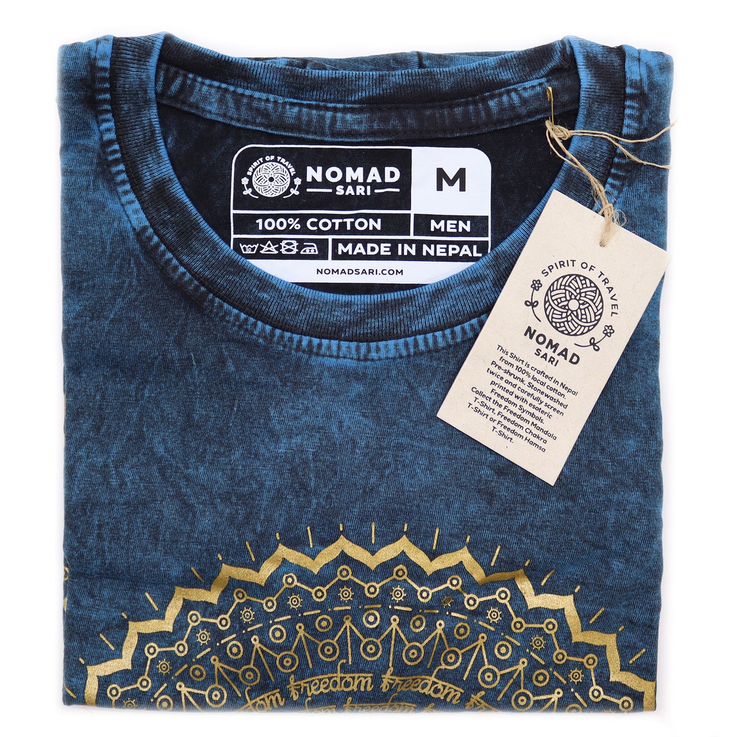 Medium Stone Washed Teashirt - Mandala - Blue