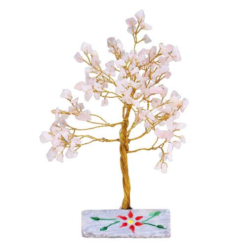 Rosenquarz Edelsteinbaum Mit 160 Steinen