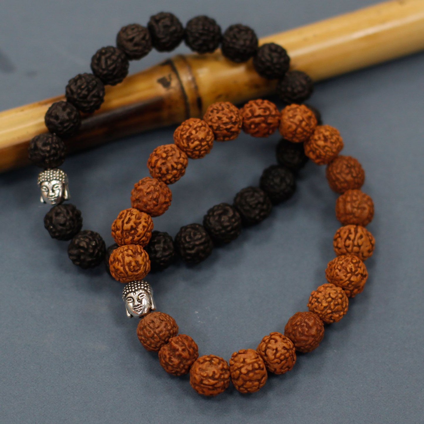 Rudraksha Buddha Armband Mala Dunkel