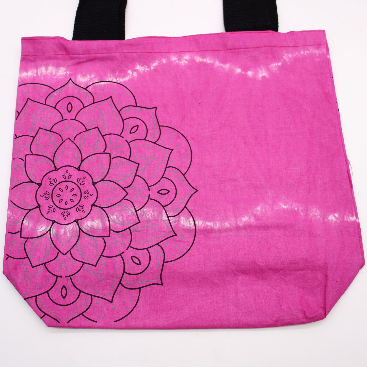 Tie-Dye Baumwolltasche 6oz 38x42x12cm Mandala Magenta mit Schwarzem Griff