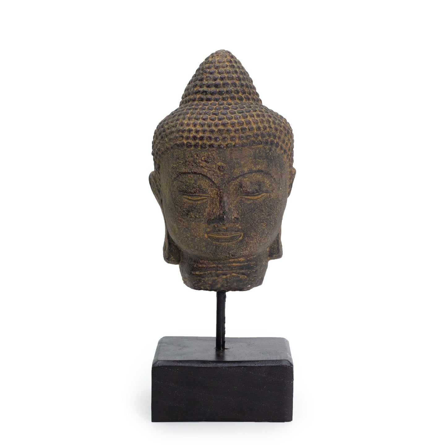 Stille Buddha Kopf Auf Stand Grau