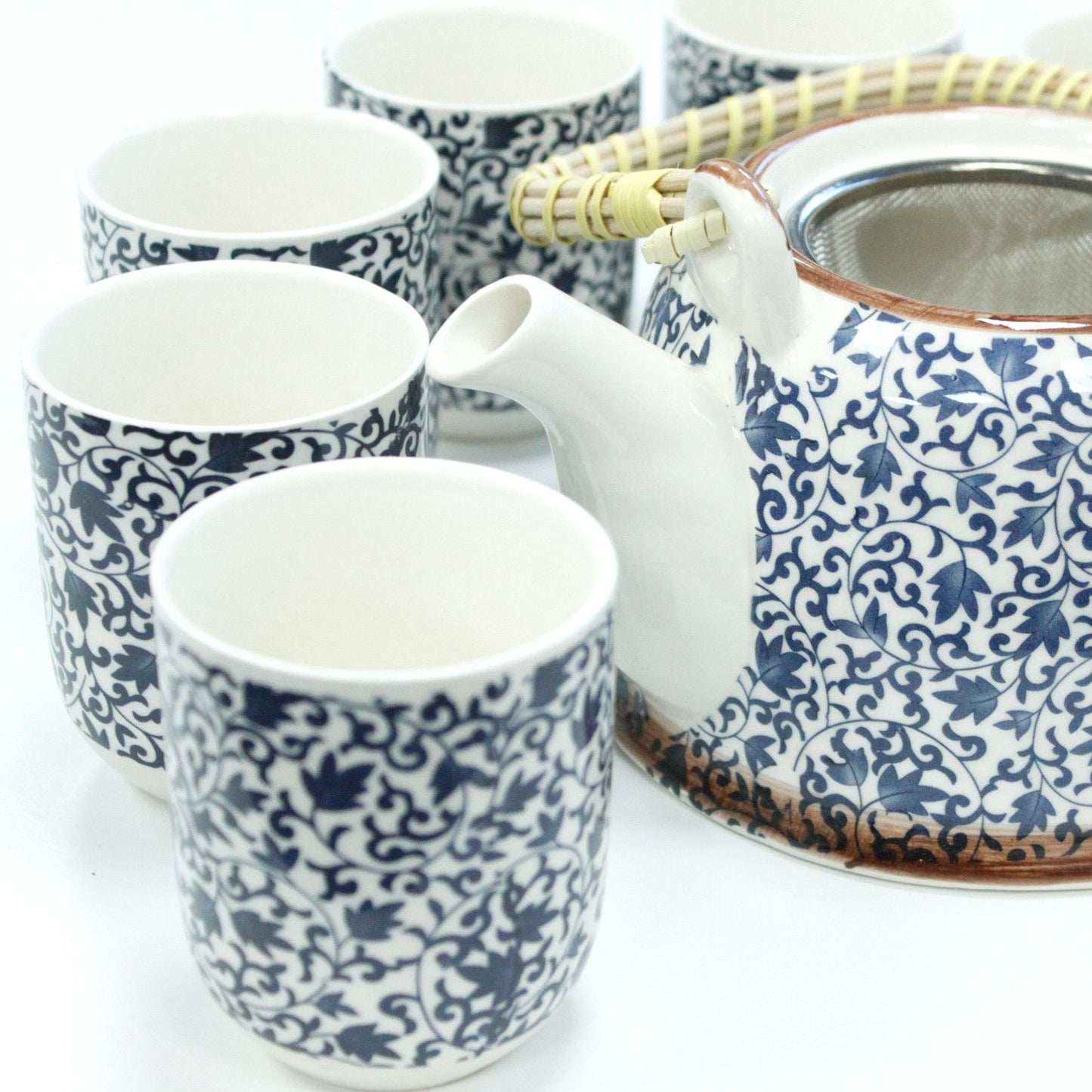 Kräuterteekanne Set Mit Blauem Muster