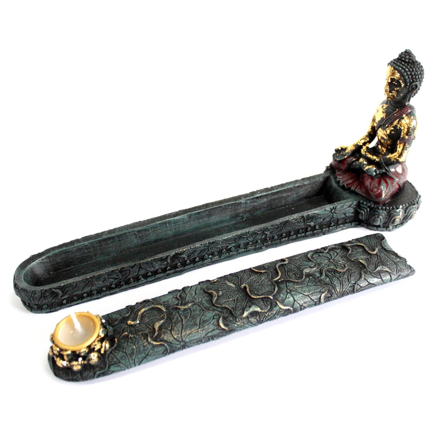 Antiker Buddha Räuchergefäß Und Box