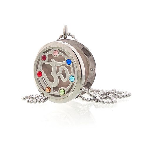 Aromatherapie Schmuck Halskette OM Chakra 30mm
