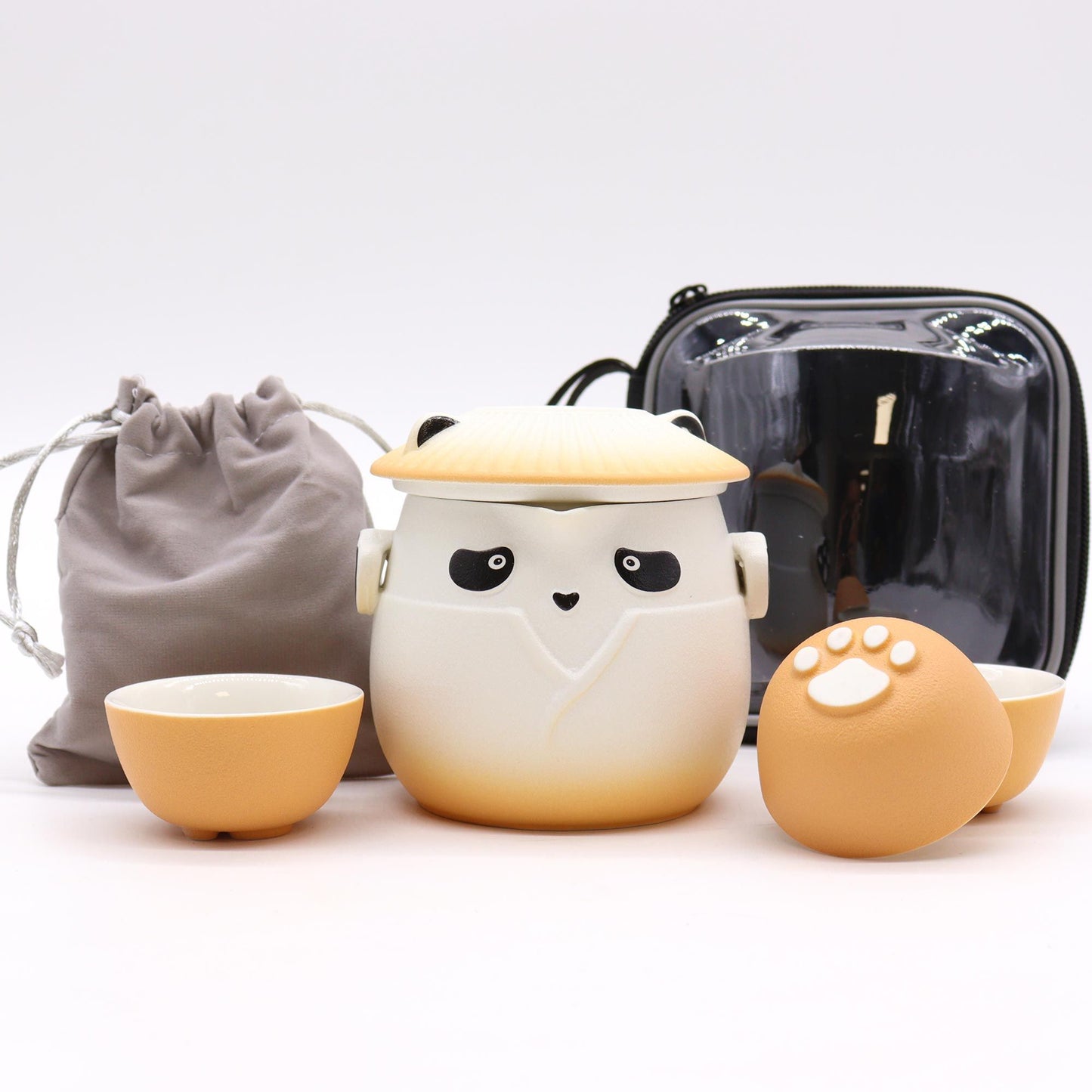 Panda Teekannen Set Mit Drei Tassen Orange