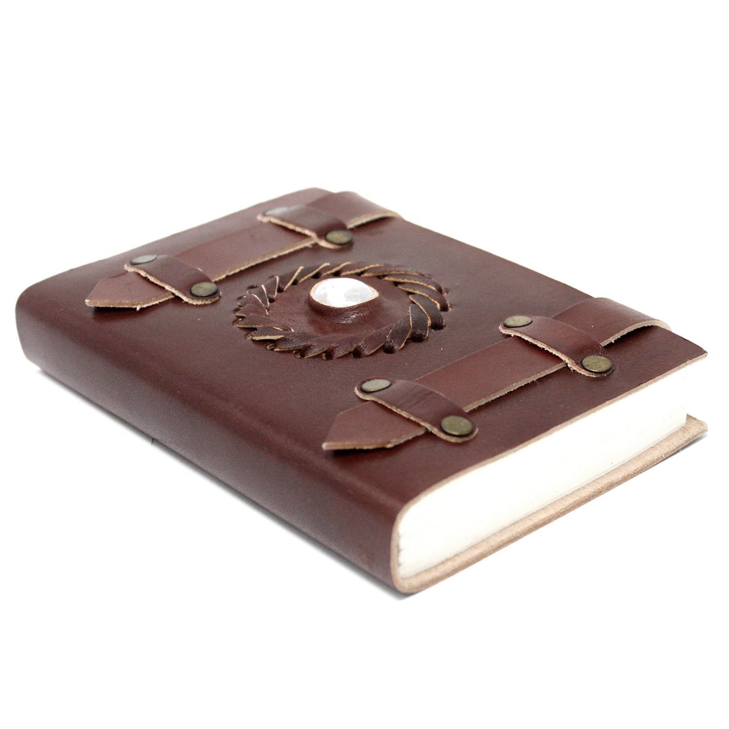 Leder Mondstein Mit Gürteln Notizbuch 15x10 cm