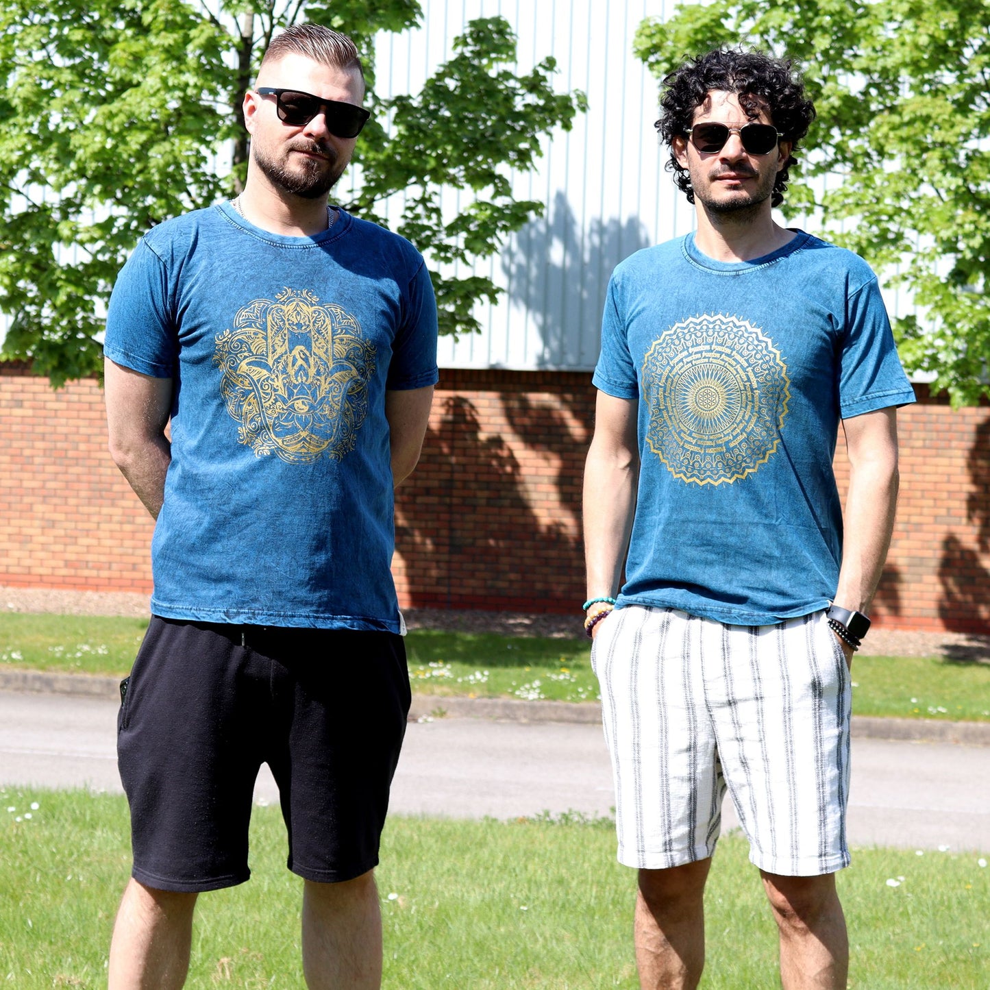 Medium Stone Washed Teashirt - Mandala - Blue