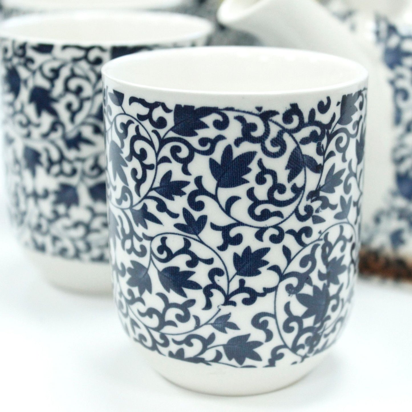 Kräuterteekanne Set Mit Blauem Muster