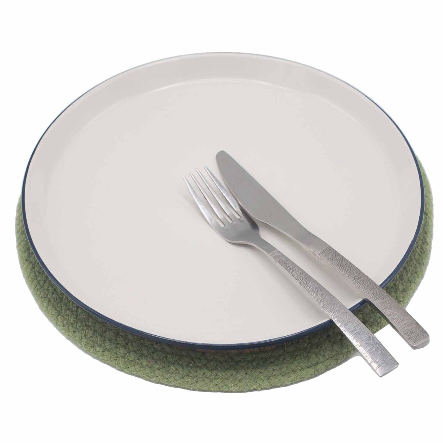 Natur Tischset Jute und Baumwolle 30cm Olivenrand