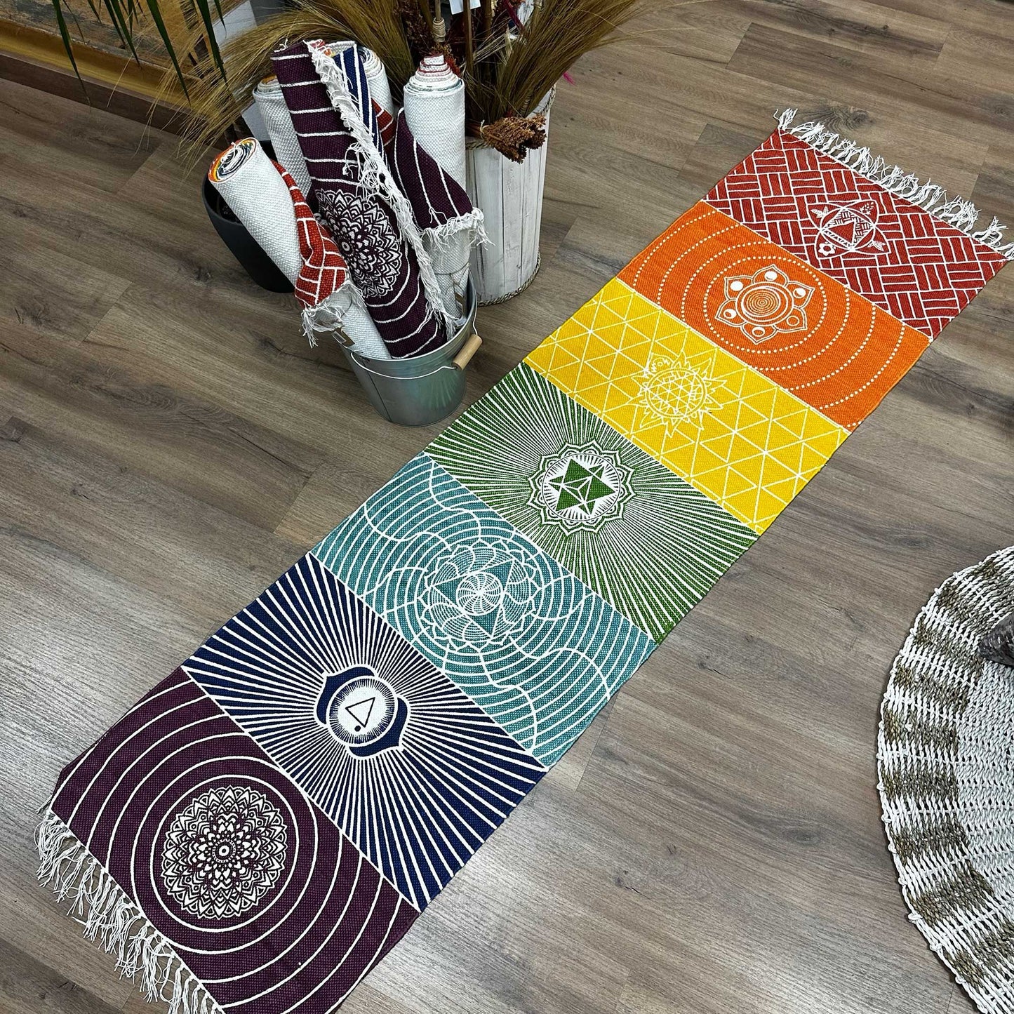 100 Prozent Baumwolle Yoga Teppich 60x200cm 7 Chakras