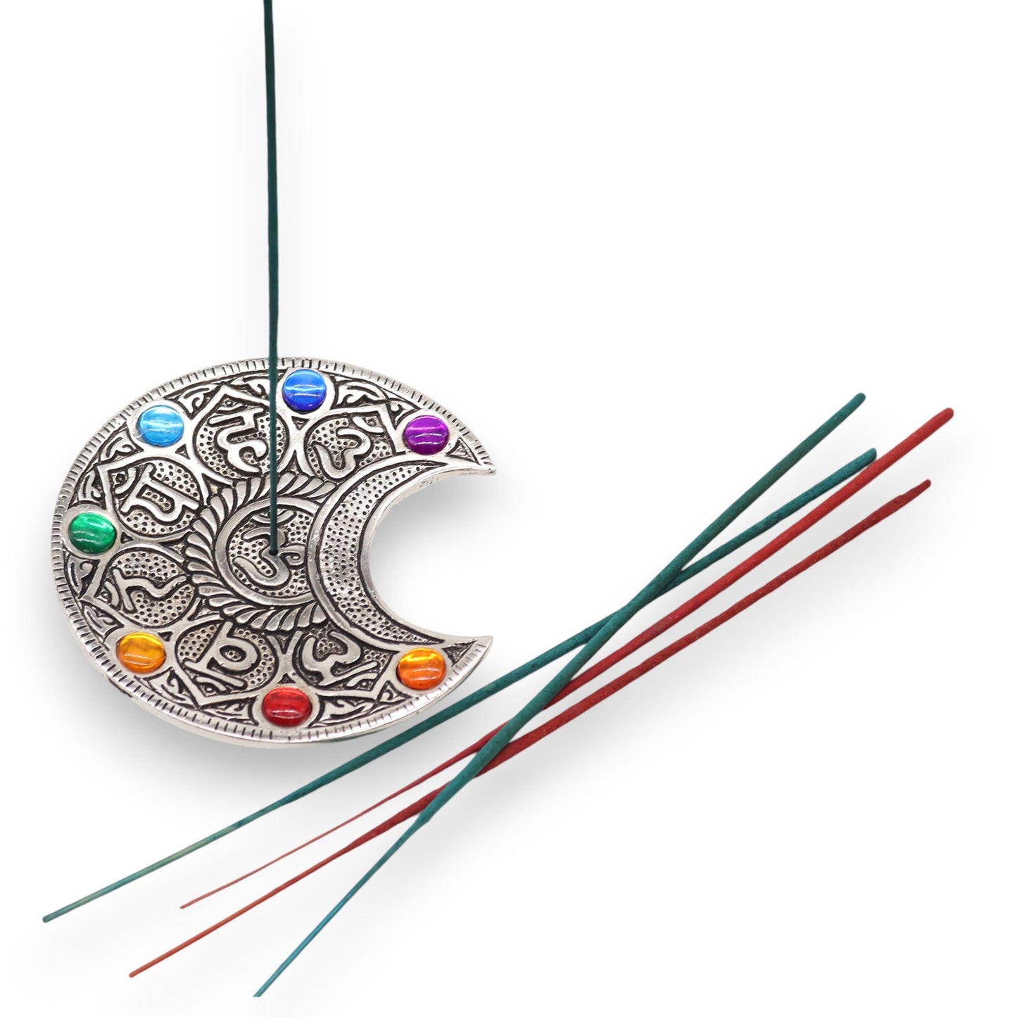 Siebener Chakra Mond Räucherstäbchen Halter 11.5cm